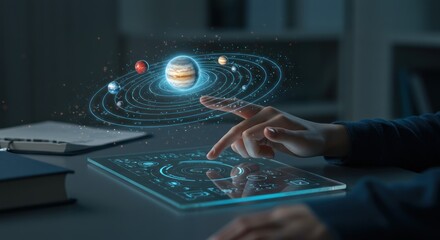 Interactive Solar System Visualization on Tablet with Finger Pointing.