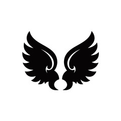Obraz premium Stylized black wings graphic design on a clean white background, symmetrical and elegant.