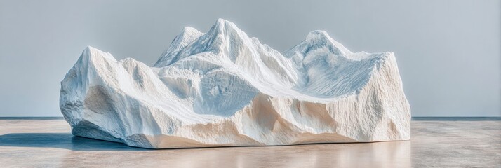 Obraz premium White mountain sculpture in a modern showroom setting for interior design inspiration and architectural concept displays with clean minimalist background and copy space
