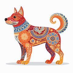 Fototapeta premium Colorful and ornate elephant head illustration featuring intricate ethnic patterns, a vibrant and majestic animal artwork full of spirit and decorative beauty