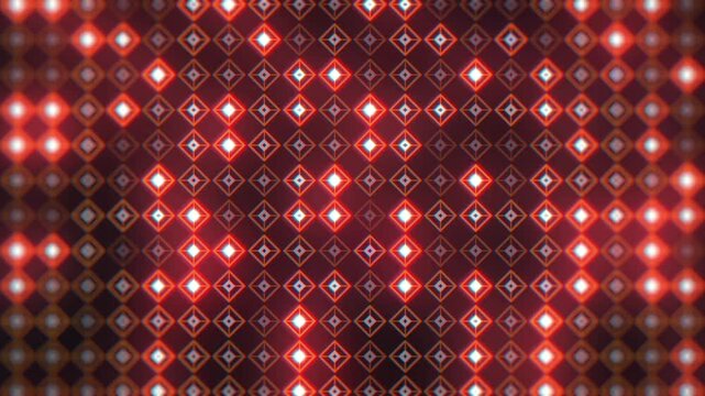 Abstract glowing diamond pattern background with pulsing red and white lights and a dark gradient