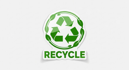 Obraz premium Green Recycle Symbol Icon on White Background