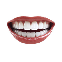 Fototapeta premium Close up of a wide open mouth with perfect white teeth and red lips image