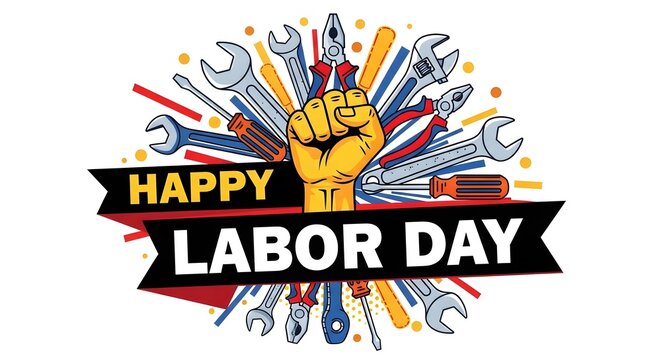Happy labor day greetings celebrating workers rights on may day