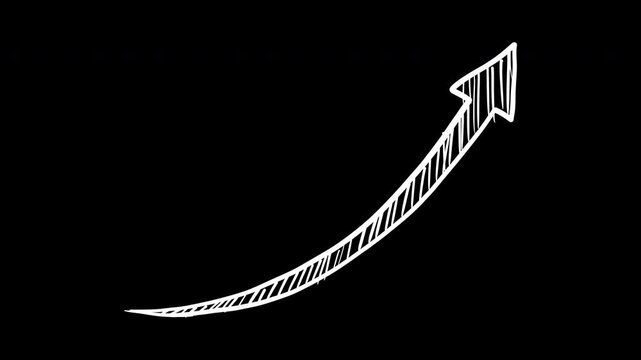 Business growth arrow and graph chart animation. Up white arrow animation on transparent background.