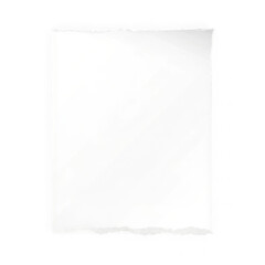A single blank white piece of paper with slightly torn edges against a black background