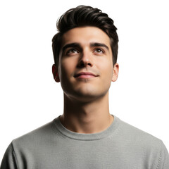 Obraz premium Man looking up isolated on transparent background