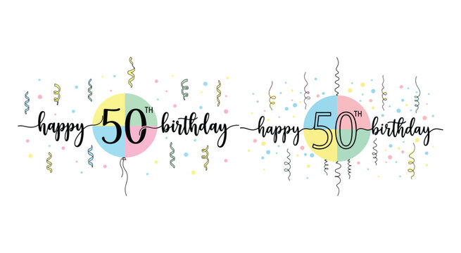 Elegant happy 50th birthday banner with pastel accents
