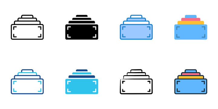 Parallax icons set multiple style collection. Editable stroke 
