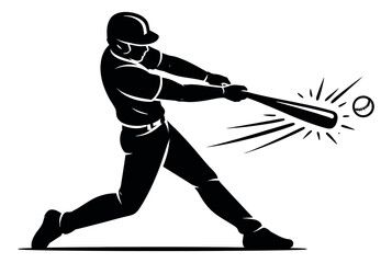 Silhouette illustration of a baseball player depicting hitting a baseball for sports branding