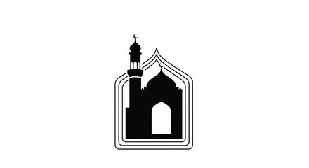 Mosque Silhouette Icon in Modern Minimalist Style
