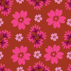 Seamless vintage floral pattern with delicate flowers and leaves for a decorative fabric textile fashion print or wallpaper design