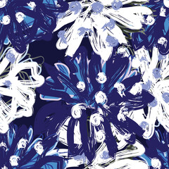 Blue Abstract Floral seamless pattern design