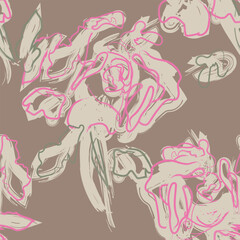 Neutral Colour Abstract Floral Seamless Pattern Design