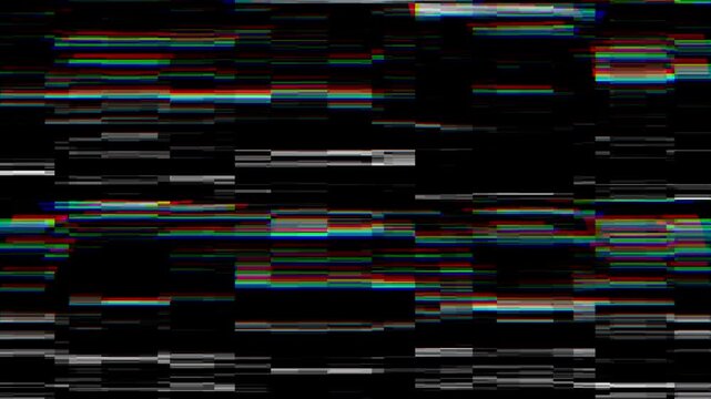 Gritty horizontal TV noise with VHS Bad Analog tracking errors. Premium digital glitch transition for high-end video projects.