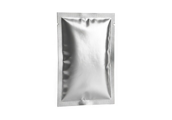 A shiny, crinkled aluminum foil sheet with reflective surface isolated on transparent background