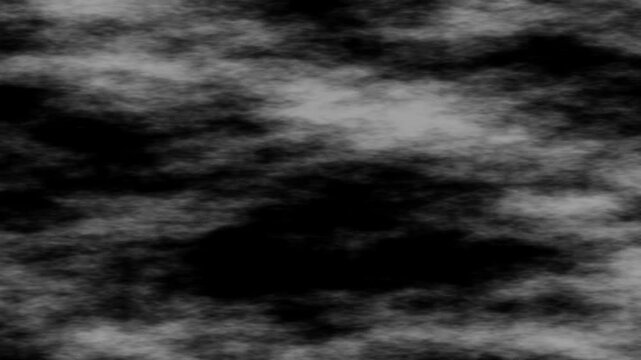 An abstract black and white background featuring swirling smoke-like patterns and varying shades of gray.