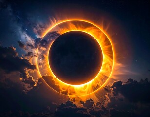 Obraz premium Stunning visual representation of a celestial eclipse with dramatic light