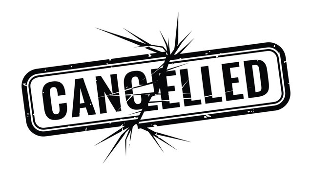 Cancelled Stamp with Break Effect: A strong cancelled stamp with a dramatic break, representing the end, cancellation, or nullification of an agreement.