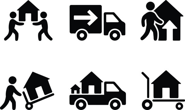 Moving house and transportation icons
