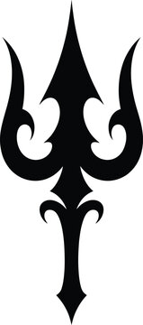 A black trident tattoo design on a white background