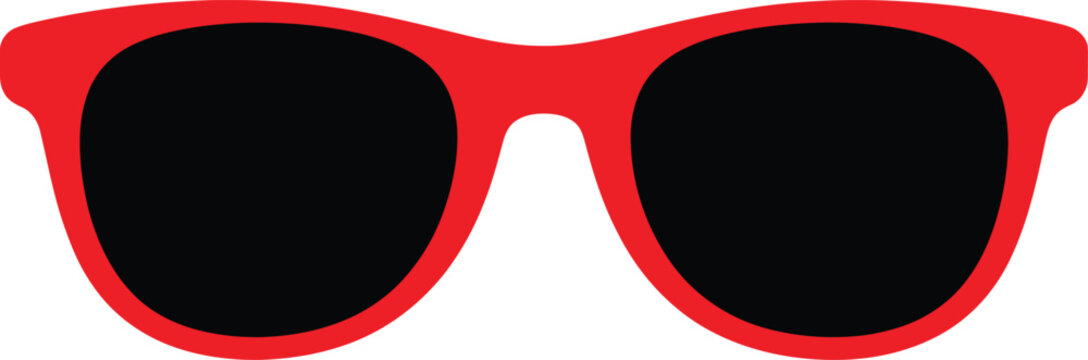 A pair of red sunglasses with black lenses