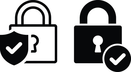 Security icons with padlocks and checkmarks © Raton