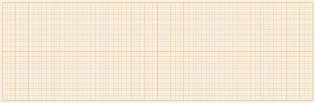 Millimeter graph paper grid. Technical pattern for school, engineering line scale measurement. Lined blank for education. Vector blue plotting graph grid paper on the yellow background.