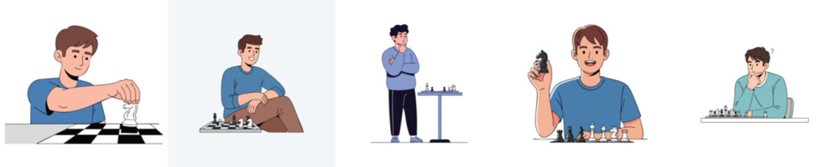 Chess Strategy Thinking Player Decision Making Brain Game Flat Design Vector Set © NineteenVisualStudio