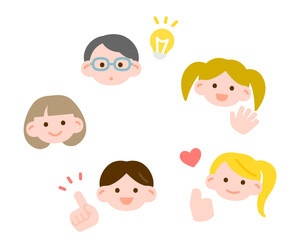 シンプルでかわいい子供の表情セット