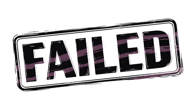 Failure Stamp: A close-up shot of the word FAILED stamped boldly, conveying a strong sense of defeat and disappointment, highlighting the finality of unsuccessful outcomes. 
