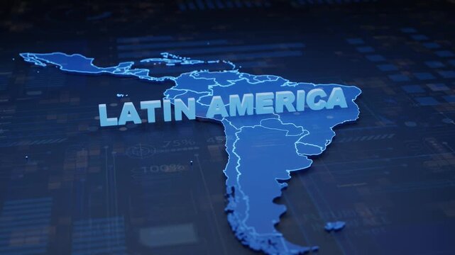 Latin America Map Futuristic Digital Background