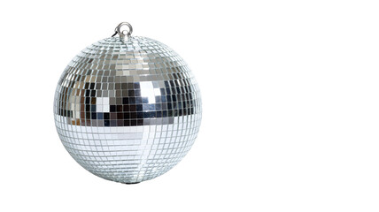 Fototapeta premium Sparkling disco ball reflects light, creating a festive atmosphere for parties and celebrations isolated