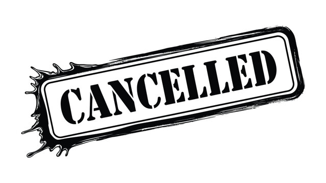 Cancelled Stamp: A bold stamp design, featuring the word CANCELLED in a striking sans-serif font, conveys a clear message of discontinuation. 