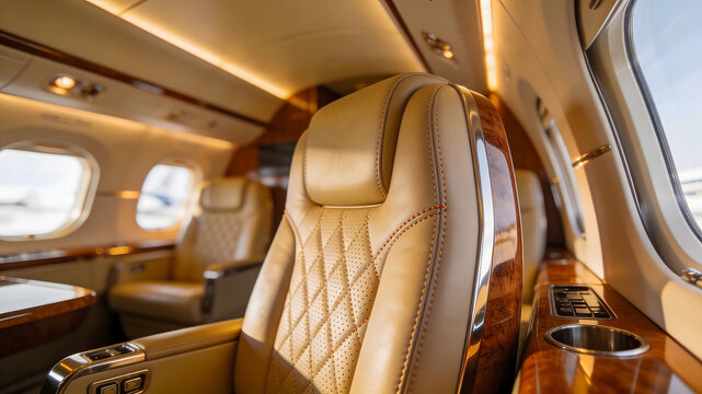 luxury interior inside a private jet