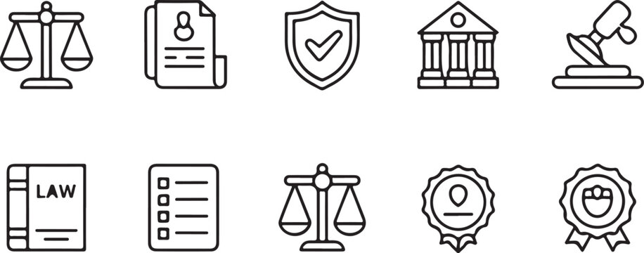 Law Integrity and Ethical Standards Symbols Monochrome