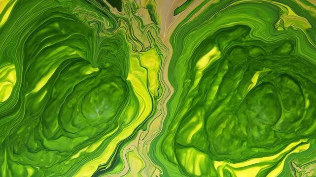 Green and yellow swirling liquid patterns.