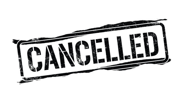 Cancellation Stamp: A bold stamp declares a cancellation, with a clear message and a vintage vibe, symbolizing a change of plans or a cessation of action.
