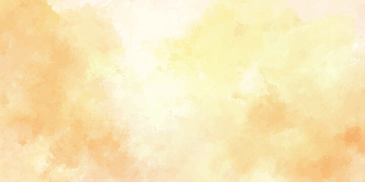 Yellow watercolor painting textured design on white background with round drops and gold glitter