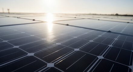 Solar Panels Reflecting Sunlight for Clean, Renewable Energy