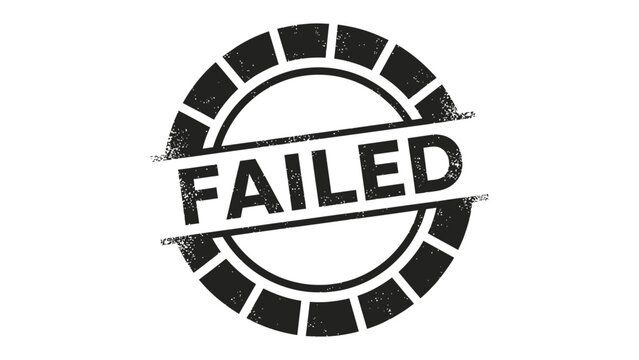 Failed Stamp: A bold stamp imprint, bearing the word FAILED within a circular border, speaks volumes. A visual metaphor for setbacks, errors, and unsuccessful outcomes.