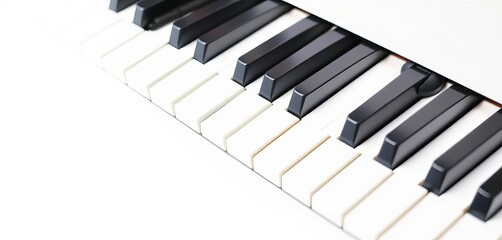 Naklejka premium Clean, pristine white piano key, isolated on white background, surface, shot