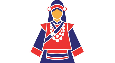 Ethnic Woman in Traditional Costume, Flat Icon