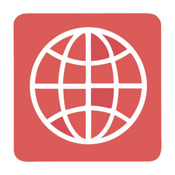 Global Connectivity: An iconic globe symbol set against a soft red background, representing interconnectedness, communication, and international relationships.