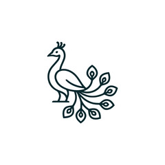 Fototapeta premium Line Art Peacock Logo