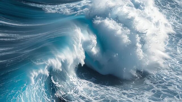 Large Ocean Wave Crashing Water Surface.
