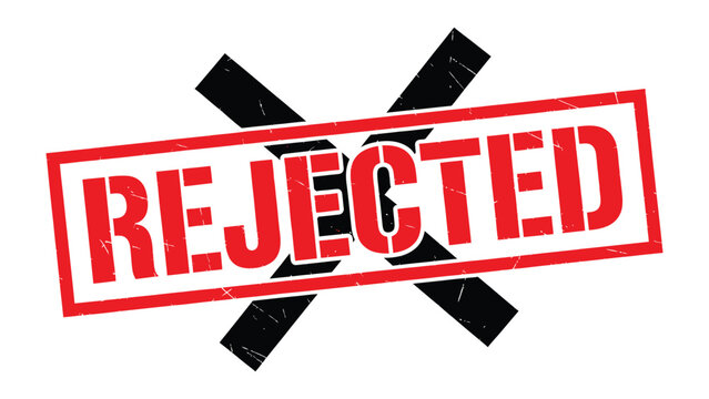 Rejected Stamp: A bold, red stamp with the word 'rejected' stamped emphatically against a stark backdrop, conveying a sense of finality and disapproval. 