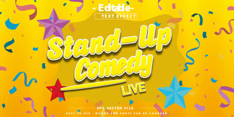 Stand-up comedy text effect with modern style.