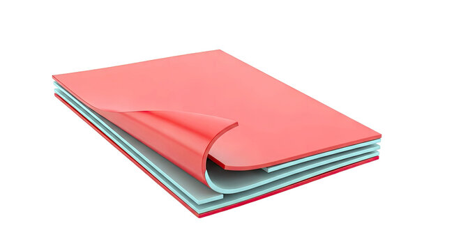 Layered material with peeling red top layer