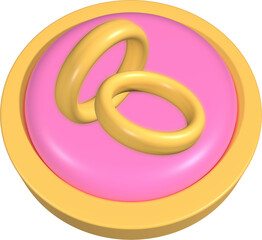 wedding rings in a round ring box 3d